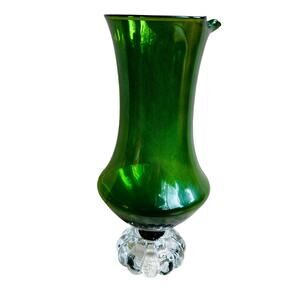 Bo Borgstrom Aseda Swedish Art Glass Vase  Pitcher  MCM Eames Era Retro Green